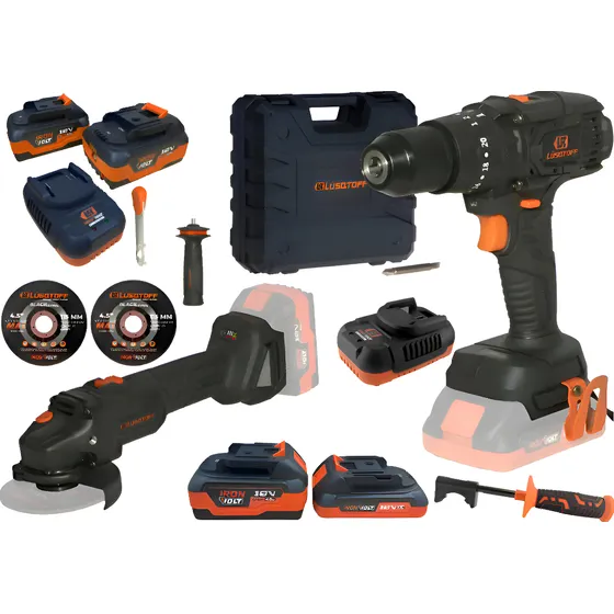 Taladro Percutor Brushless + Amoladora Inalambrica Lusqtoff