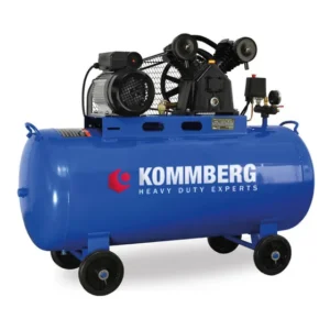 Compresor Aire Kommberg A Correa 200 Litros 3hp Bicilindrico Azul 50 Mhz Monofásica