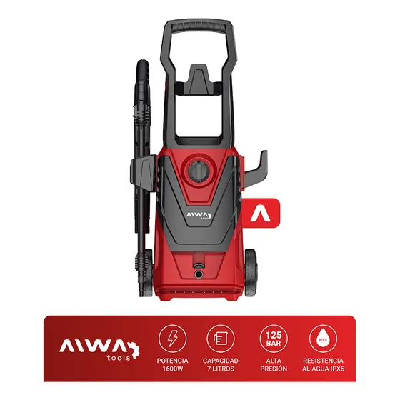 Hidrolavadora Eléctrica Aiwa 1600w 125 Bar De Presión Protección Ipx5 Color Rojo/negro