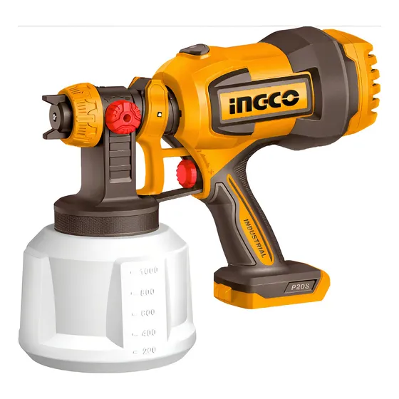 Pistola De Pintar Ingco 20v 800 Ml/min + Accesorios Amarillo Y Negro