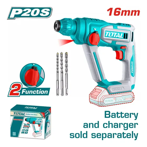 Taladro Rotomartillo TRHLI20168 Inalámbrico Color Turquesa Total Tools