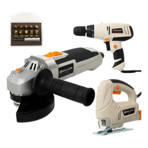 Set Multiherramienta 600W: Amoladora 115mm, Caladora y Taladro Percutor con Puntas