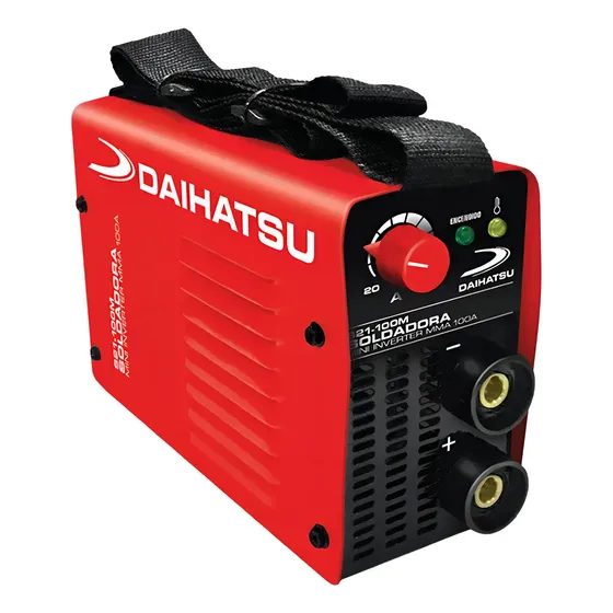 Soldadora Inverter Eléctrica Daihatsu 100amp S21-100m De corriente continua con IGBT Technology electrodos hasta 2.5 mm 3.2Kw 30% a 100A a 40°C con rango de 20-100A color rojo