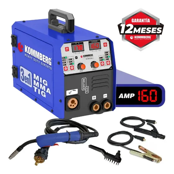 Soldadora Inverter Kommberg Kbmag200 3 1 Mig Flux 3 En 1 Azul