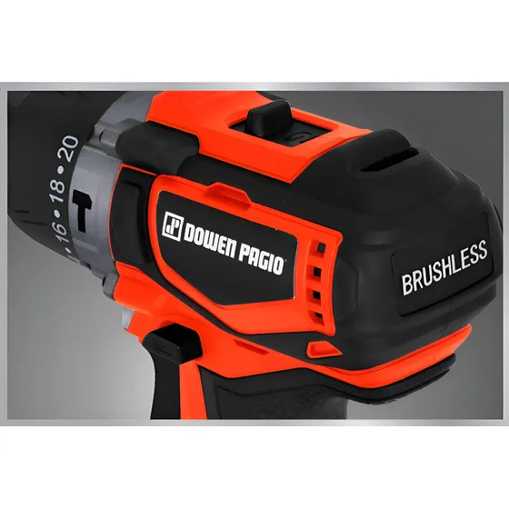 Taladro percutor atornillador inalámbrico de 13mm Dowen Pagio tpbb1318l + 1 batería de 4Ah + accesorios con maletín de transporte 50Hz