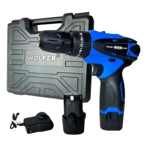 Taladro Atornillador Percutor 12v Wolfer 10mm + 2 Baterias Color Gris/negro Frecuencia 50 Hz